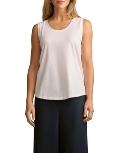 Mercerised Cotton Tank in White