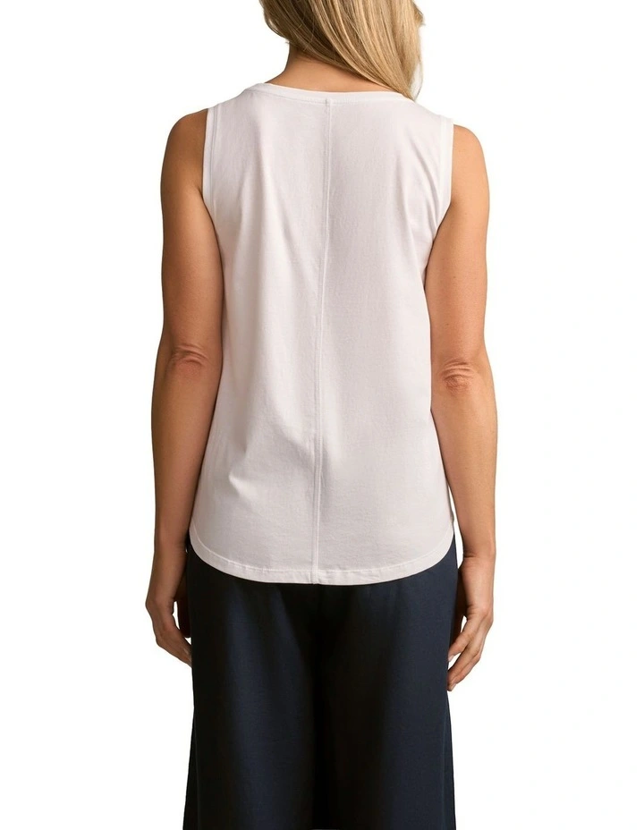 Mercerised Cotton Tank in White image 2