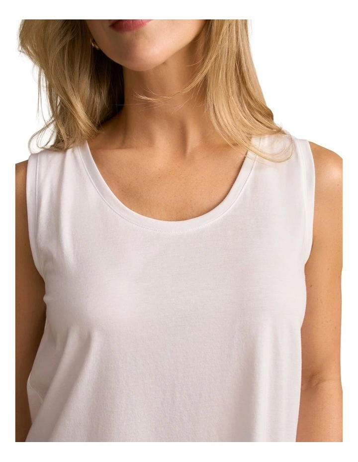 Mercerised Cotton Tank in White image 3