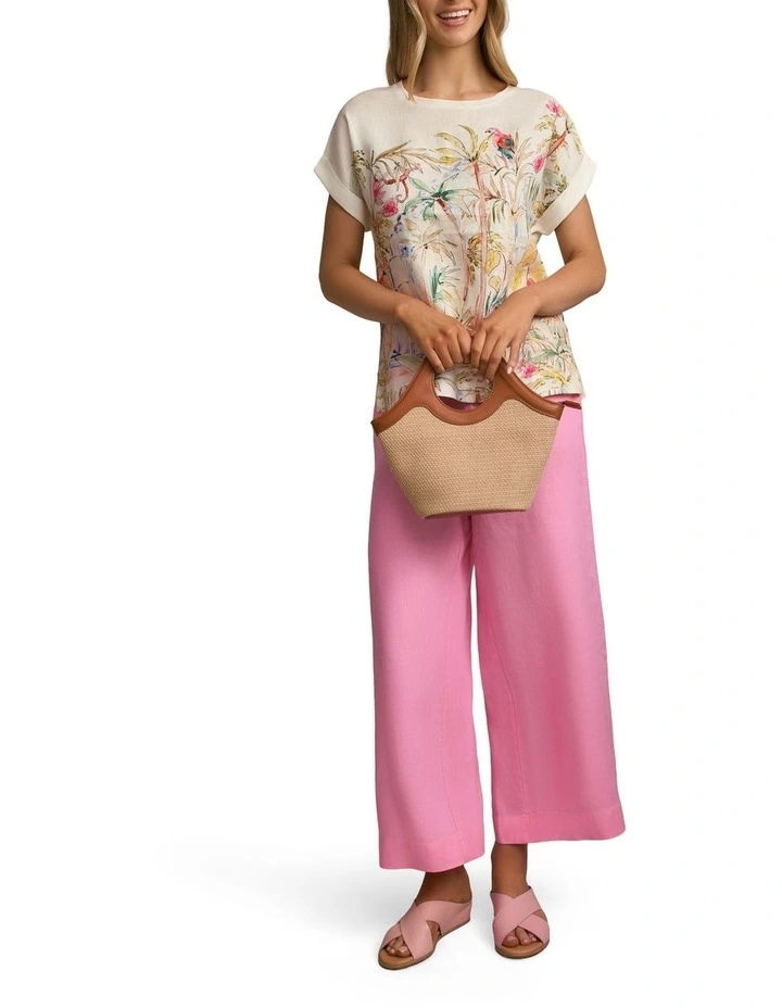Printed Linen Mix Top in Jungle Print image 5