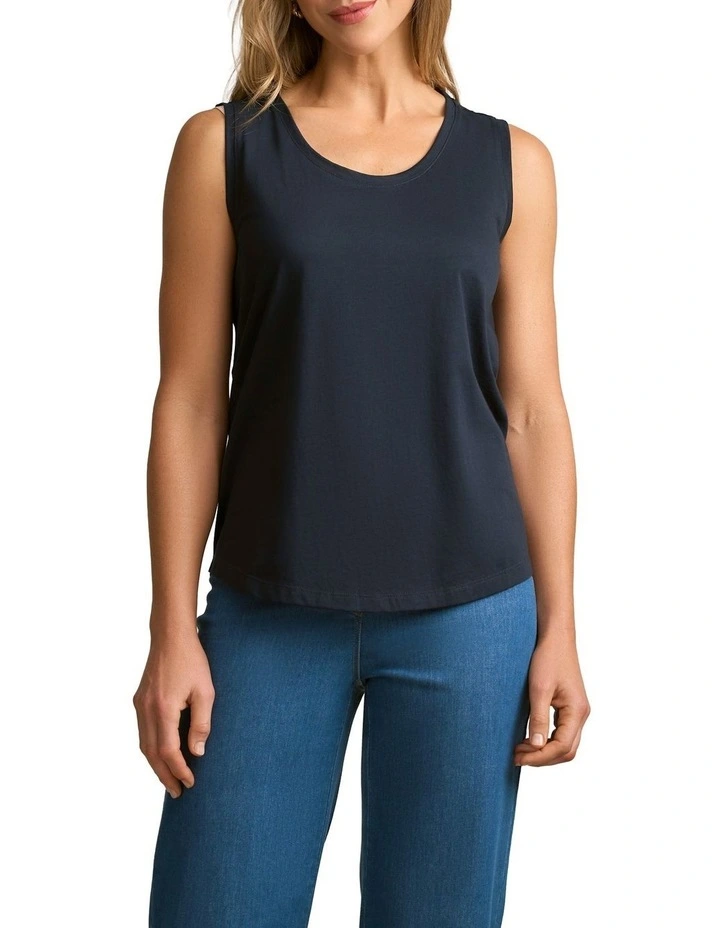 Mercerised Cotton Tank in Ink image 1