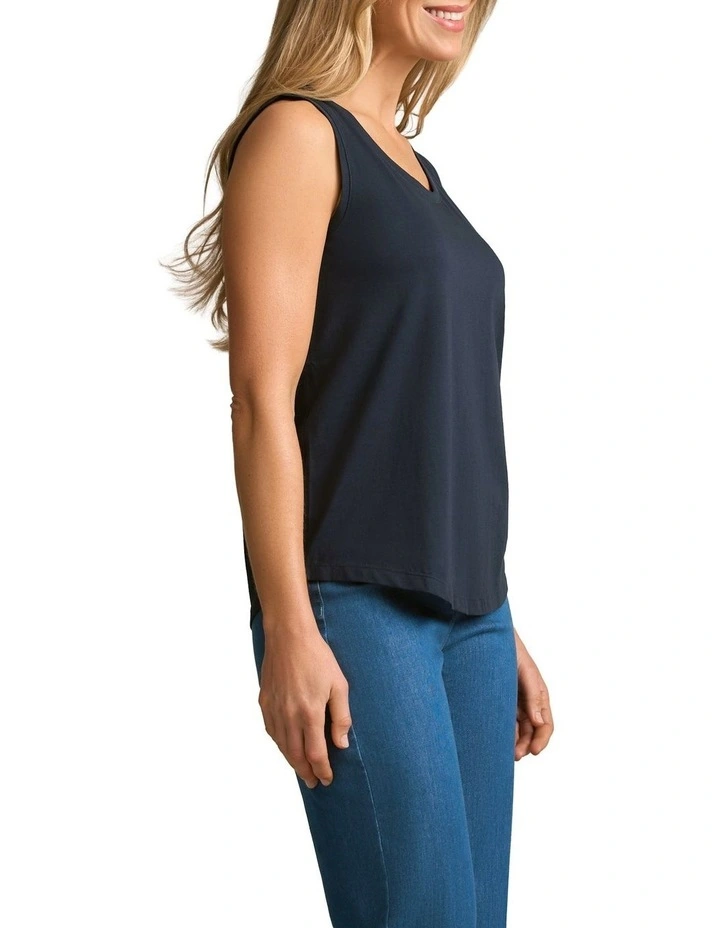 Mercerised Cotton Tank in Ink image 3