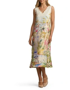 Scallop Scenic Dress in Jungle Print