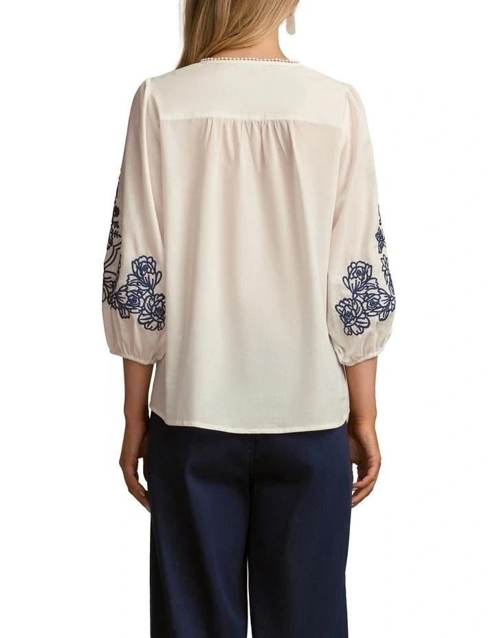 Embroidered Shirt in White image 2