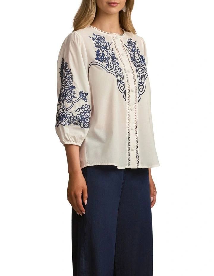 Embroidered Shirt in White image 3