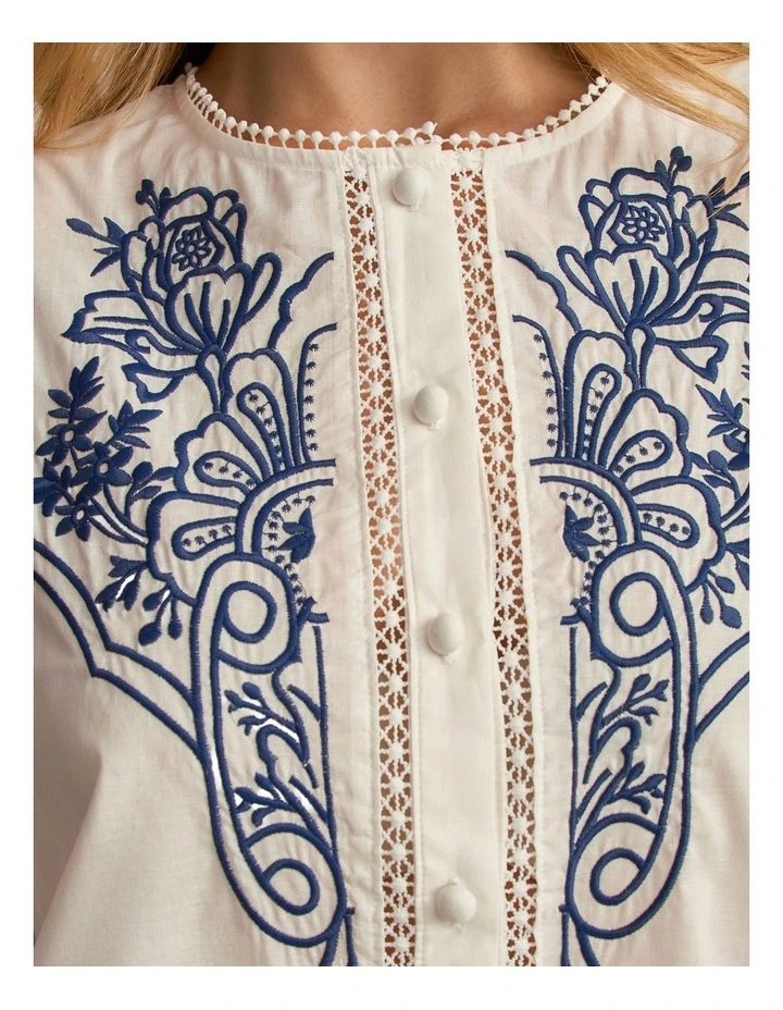 Embroidered Shirt in White image 6