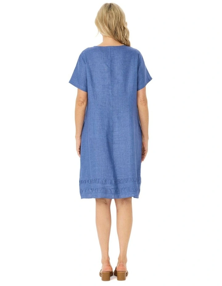 Odette Linen Short Sleeve Ruche Hem Dress image 2