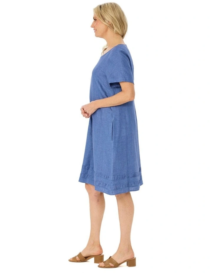 Odette Linen Short Sleeve Ruche Hem Dress image 3