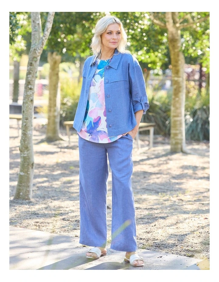 Lazar Linen Long Wide Leg Pant image 7