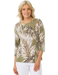 Palm Leaf 3/4 Sleeve Tee