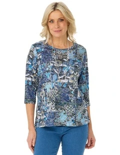 Ruby 3/4 Sleeve Burn Out Top