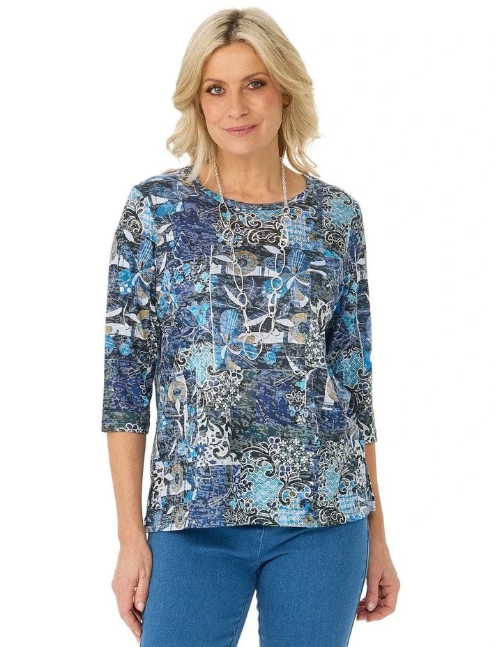 Ruby 3/4 Sleeve Burn Out Top image 1