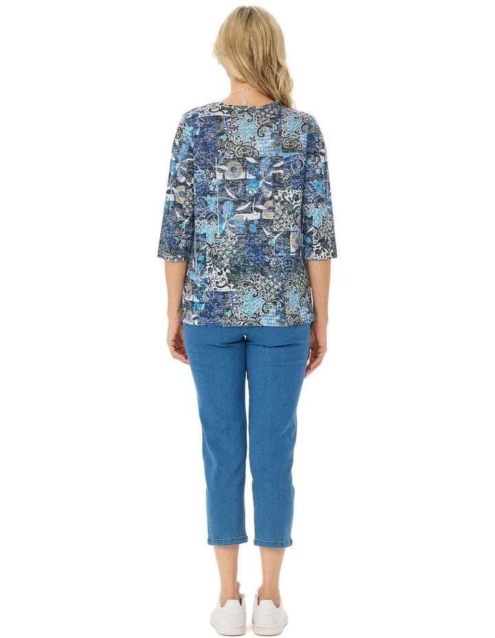 Ruby 3/4 Sleeve Burn Out Top image 2