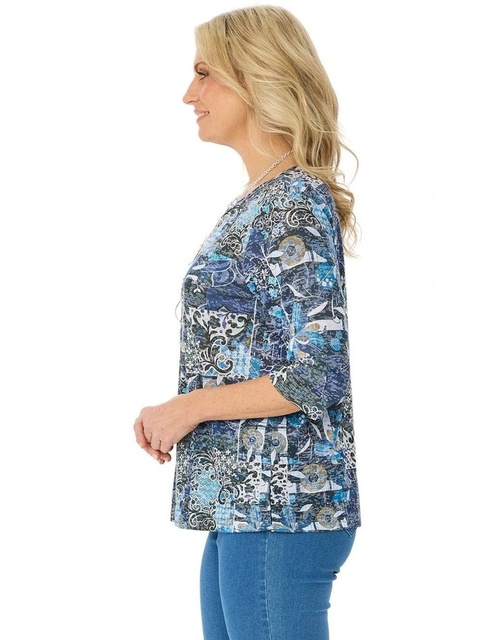 Ruby 3/4 Sleeve Burn Out Top image 3