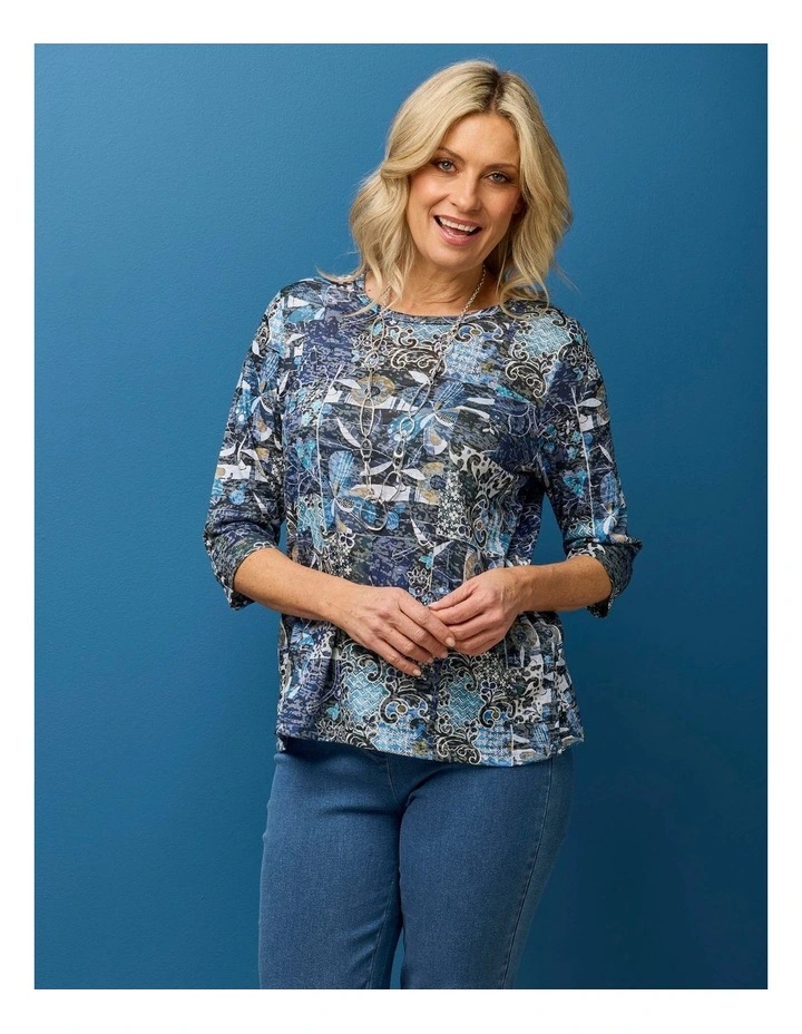 Ruby 3/4 Sleeve Burn Out Top image 6