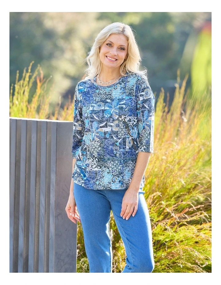 Ruby 3/4 Sleeve Burn Out Top image 7