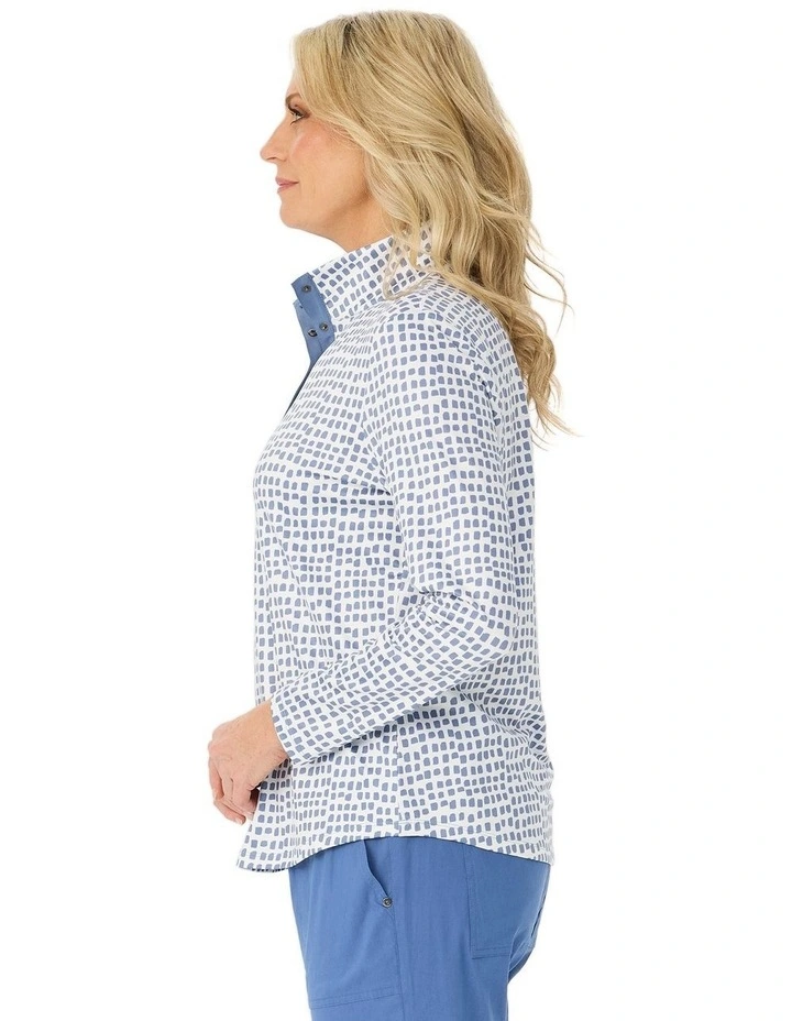 Escape Long Sleeve Stud Neck Polo Top image 3