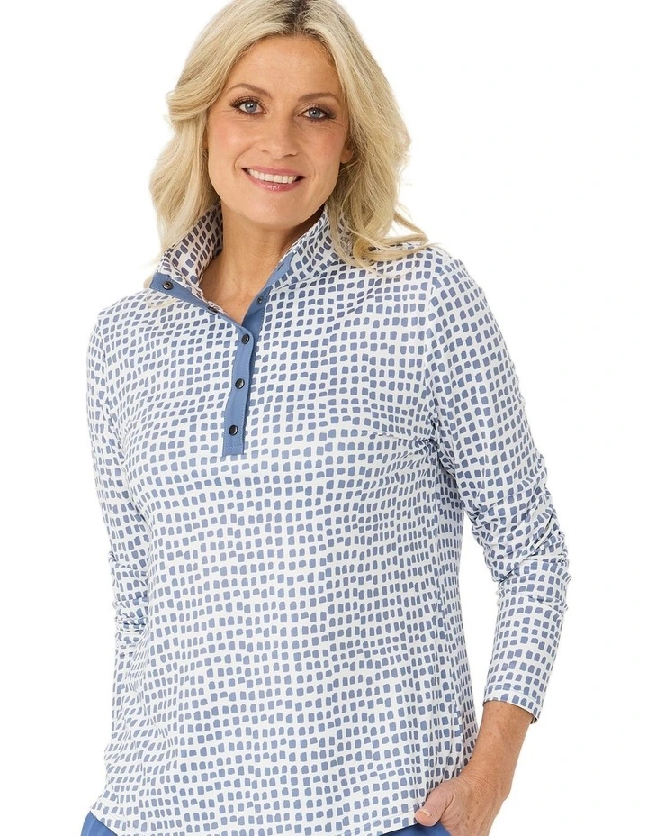Escape Long Sleeve Stud Neck Polo Top image 5