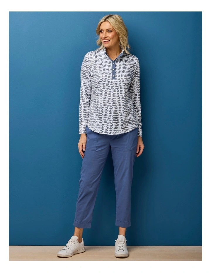 Escape Long Sleeve Stud Neck Polo Top image 6