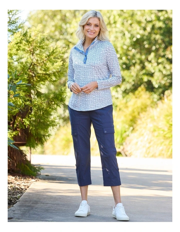 Escape Long Sleeve Stud Neck Polo Top image 7
