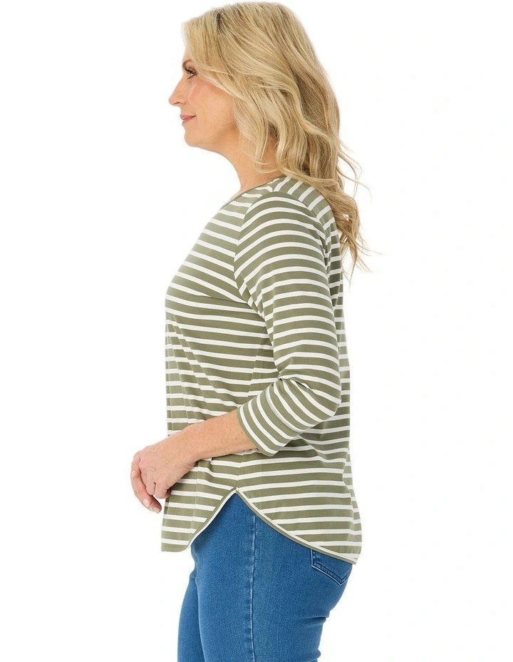 Stripe Eternity 3/4 Sleeve Top image 3