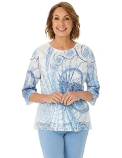 Savvy Swirl 3/4 Sleeve Top