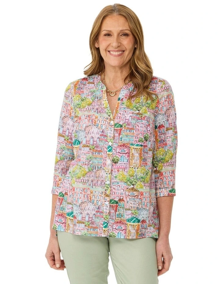 Florence 3/4 Sleeve Open Neck Shirt image 1