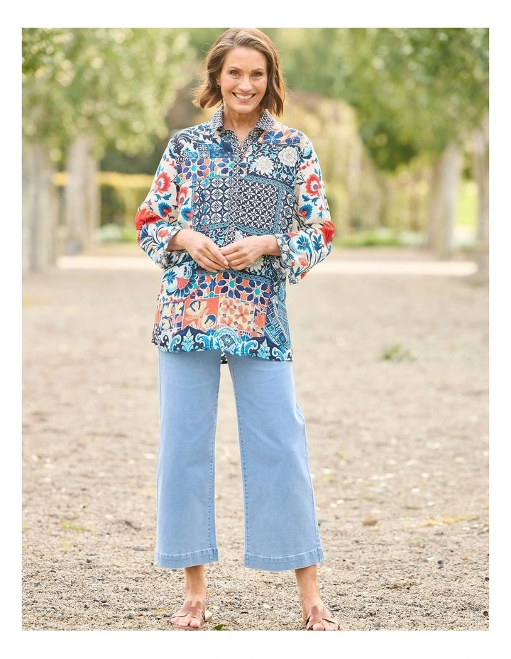 Mosaic 3/4 Sleeve Collared Blouse image 7