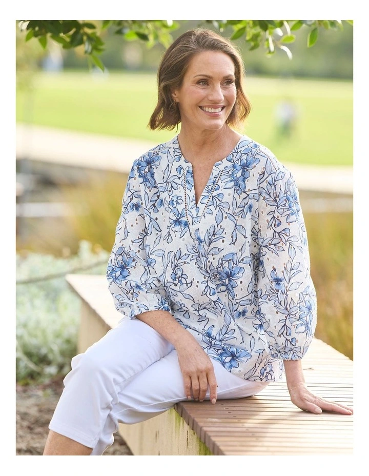 Orly 3/4 Sleeve Broderie Blouse image 7