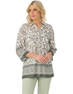 Olivette 3/4 Sleeve Border Blouse