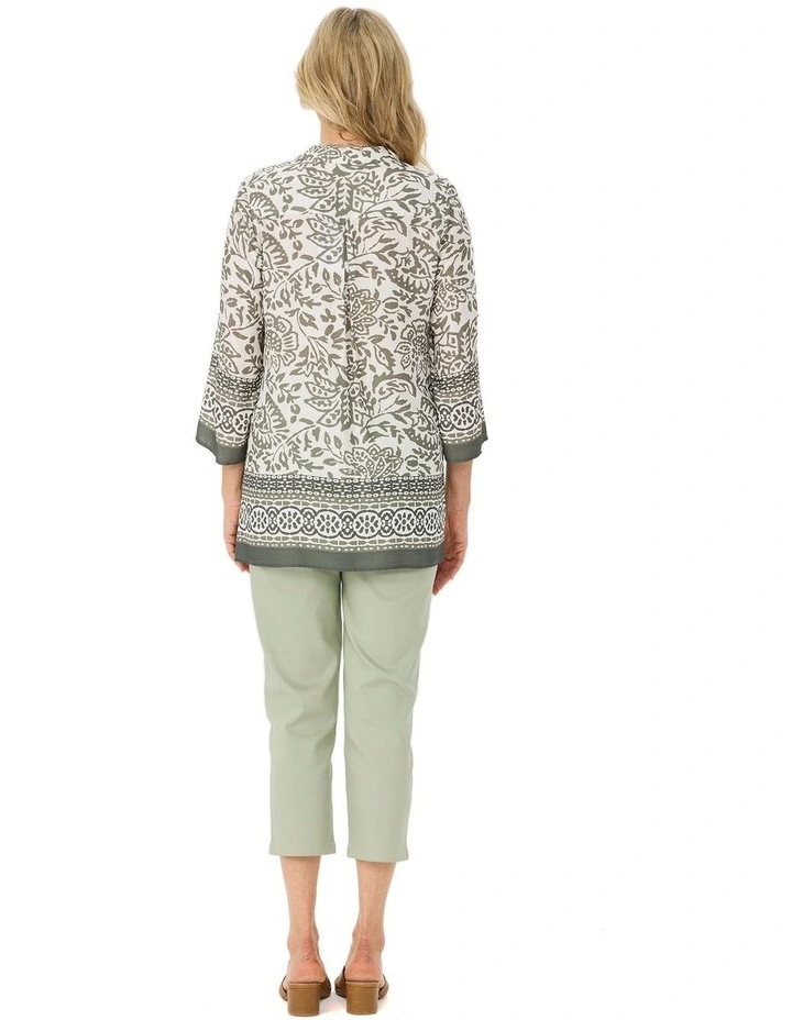Olivette 3/4 Sleeve Border Blouse image 2