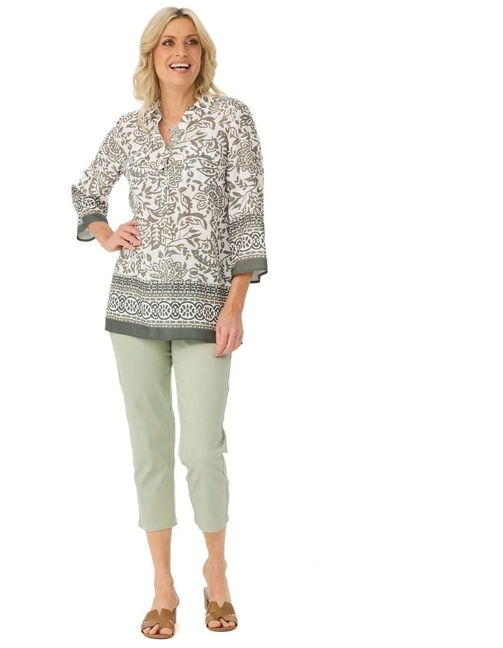 Olivette 3/4 Sleeve Border Blouse image 4