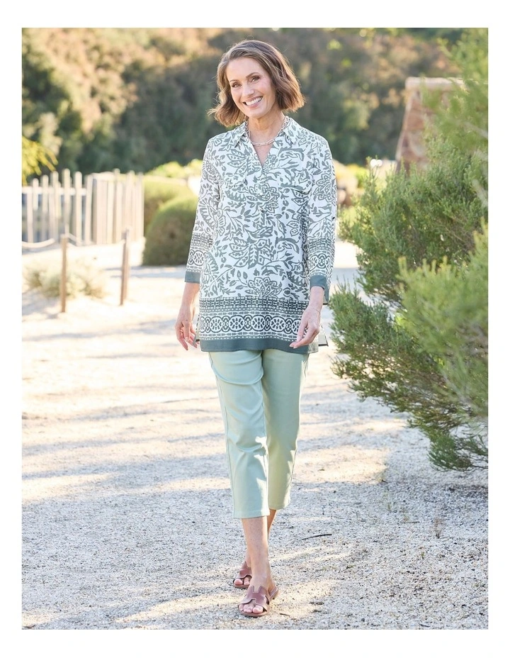 Olivette 3/4 Sleeve Border Blouse image 7