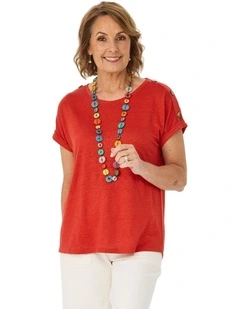 Lia Luxton Short Sleeve Button Detail Top