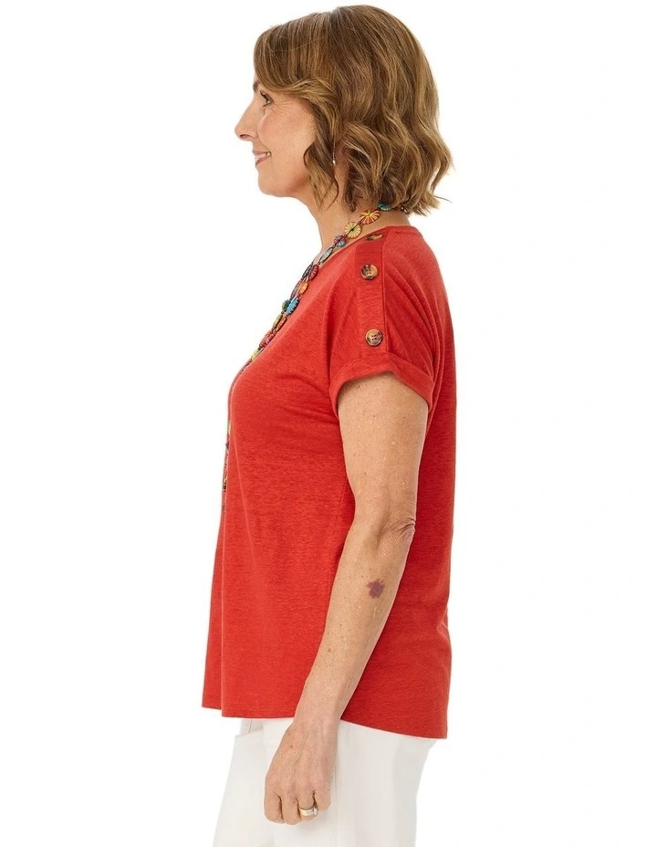 Lia Luxton Short Sleeve Button Detail Top image 3