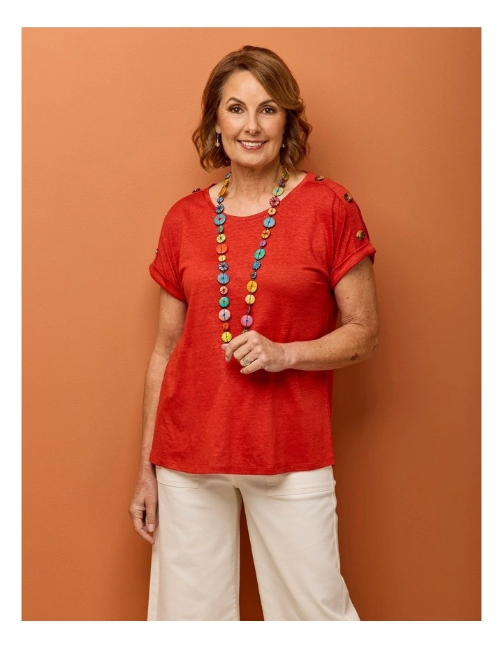 Lia Luxton Short Sleeve Button Detail Top image 6