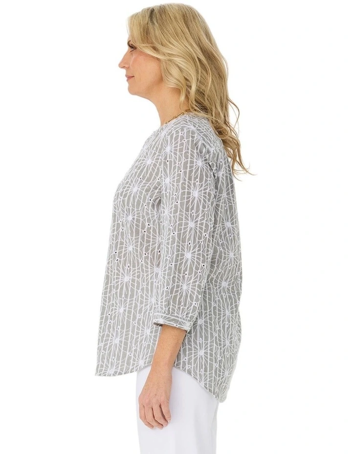 Ricamo 3/4 Sleeve Embroidered Shirt image 3