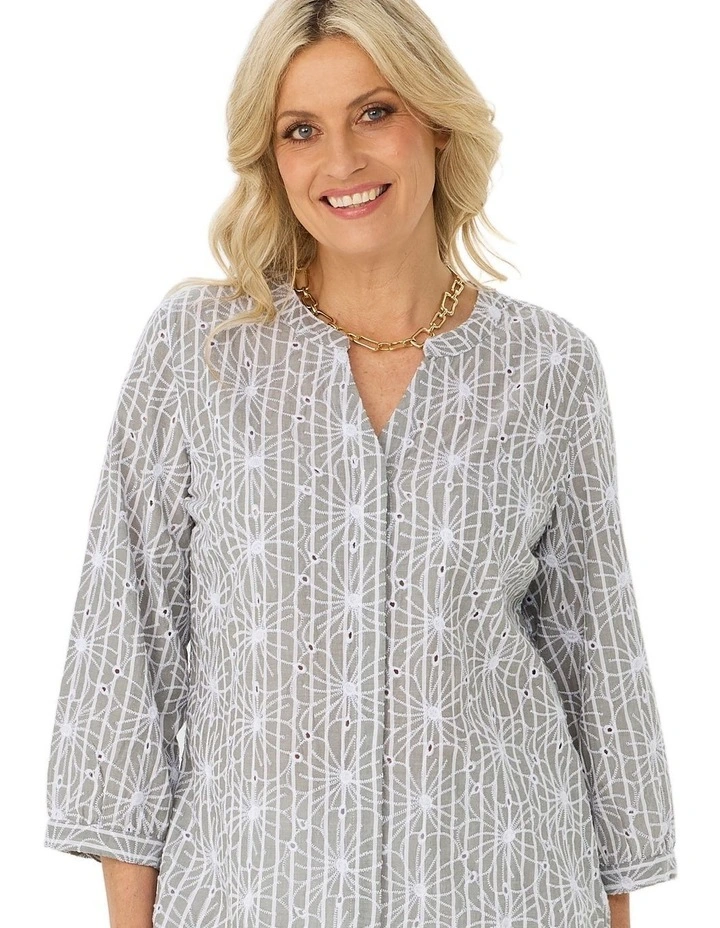 Ricamo 3/4 Sleeve Embroidered Shirt image 5