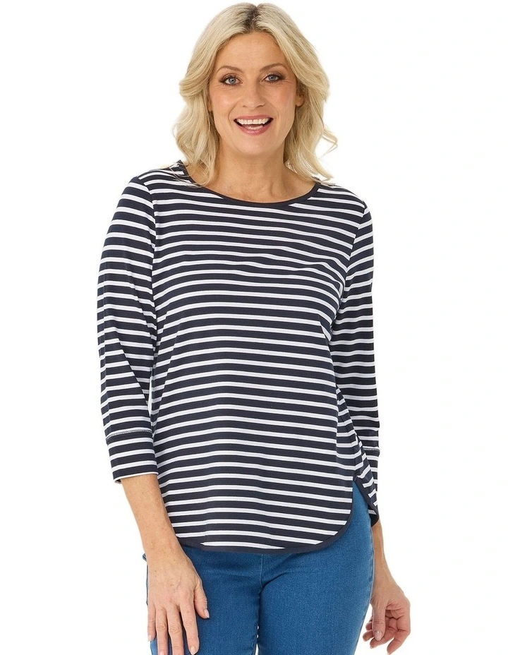 Stripe Eternity 3/4 Sleeve Top image 1