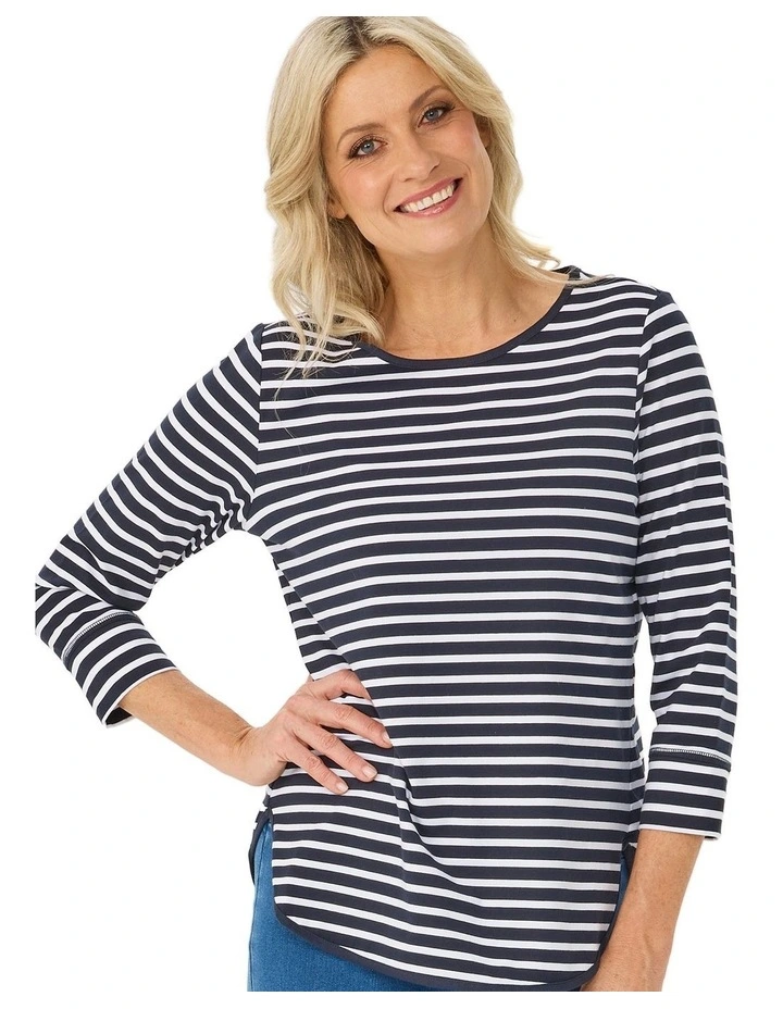 Stripe Eternity 3/4 Sleeve Top image 5
