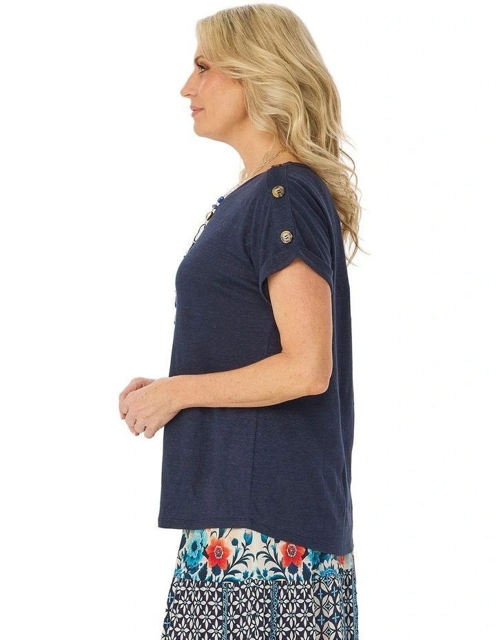Lia Luxton Short Sleeve Button Detail Top image 3
