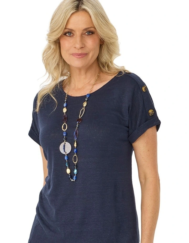 Lia Luxton Short Sleeve Button Detail Top image 5