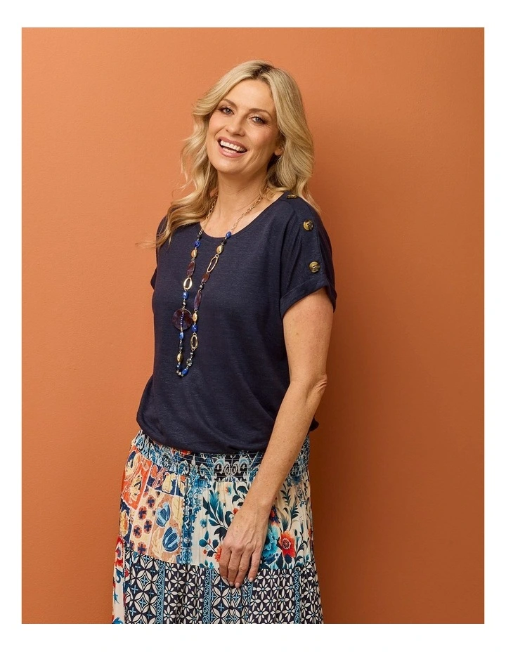 Lia Luxton Short Sleeve Button Detail Top image 7