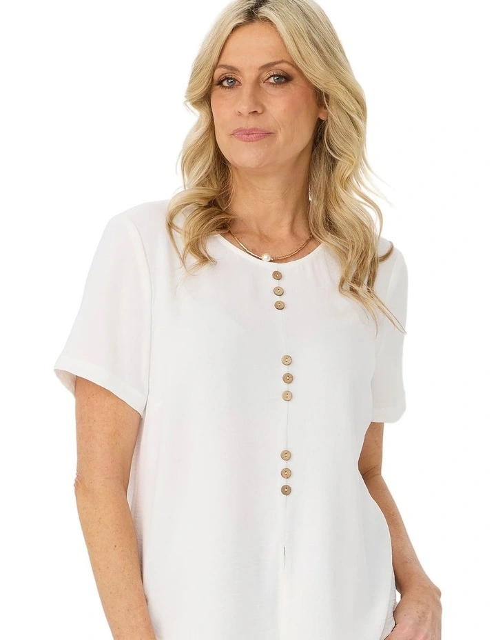 Resort Short Sleeve Button Trim Top image 5