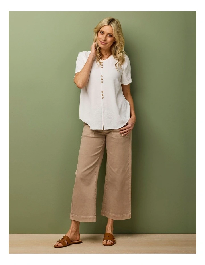 Resort Short Sleeve Button Trim Top image 6