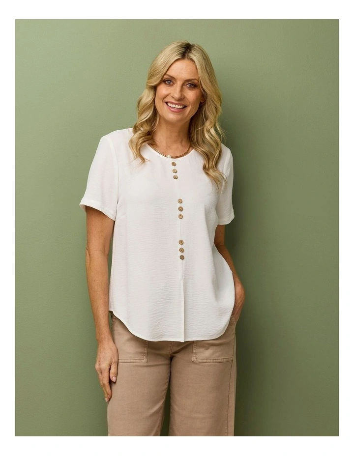 Resort Short Sleeve Button Trim Top image 7