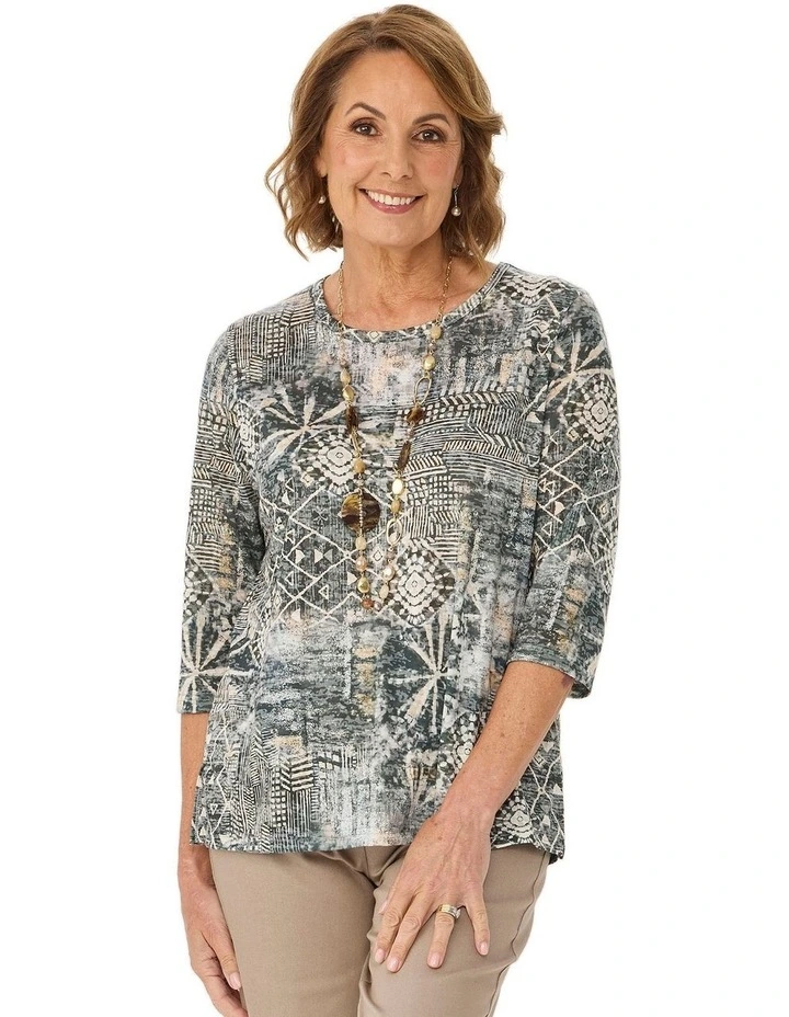 Ruby 3/4 Sleeve Burn Out Top image 1