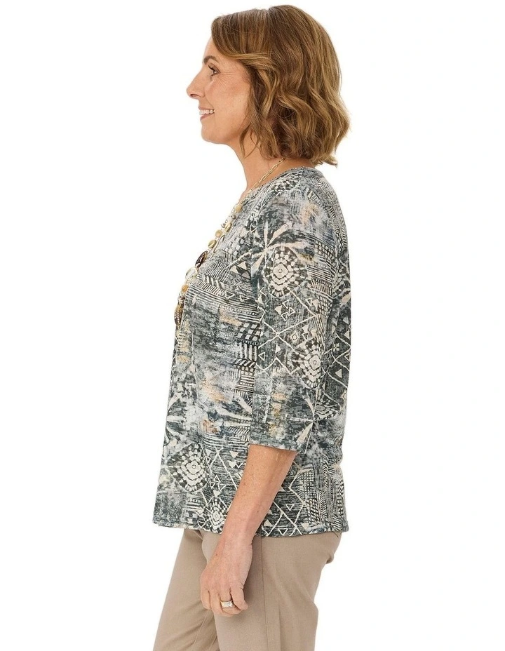 Ruby 3/4 Sleeve Burn Out Top image 3