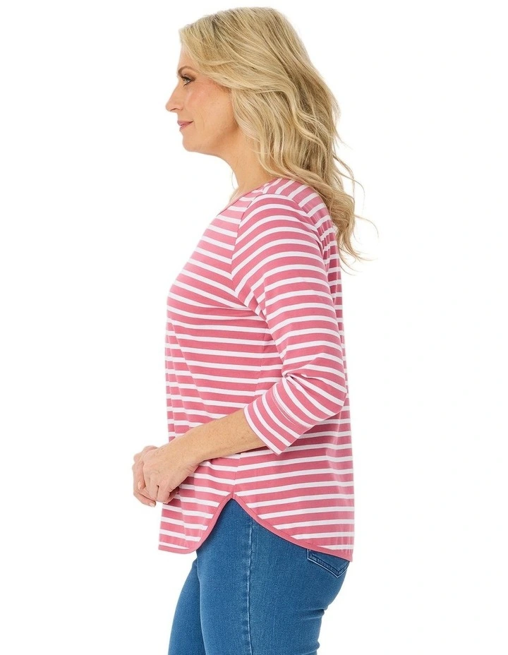 Stripe Eternity 3/4 Sleeve Top image 3