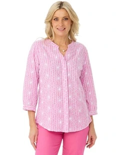 Ricamo 3/4 Sleeve Embroidered Shirt